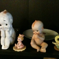 Figurines from Thrift Stores, kewpie, mickey mouse, precious moments, avon, porcelain .50 cents to $5.00